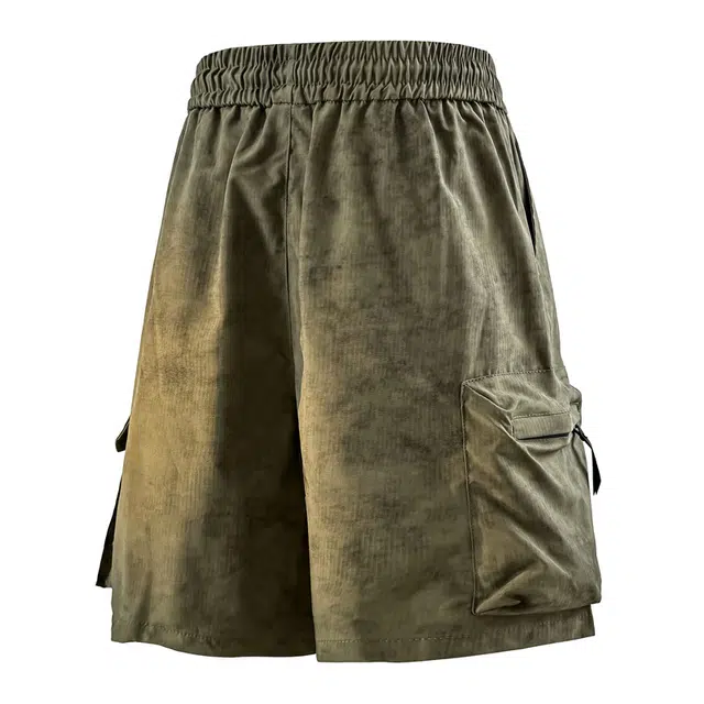 兰缪 美式户外日常复古舒适透气运动印花百搭直筒纯色休闲短裤 男女同款