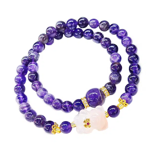 絮物 新中式国潮百搭小众设计招财纳福唯美转运八方来财诸事顺遂节节高升紫气东来幸运万事如意#好运 紫水晶 手串 男女同款情侣款