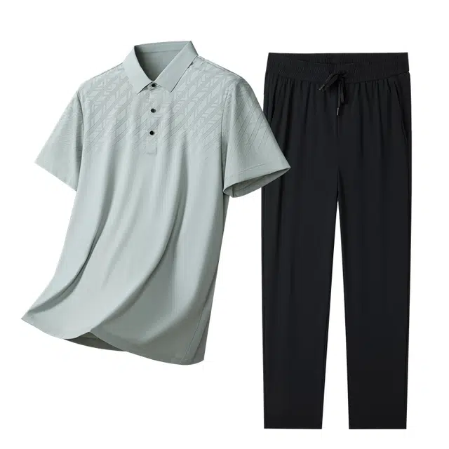 老爷车 中年夏季防晒抗皱凉感薄款休闲运动套装 男款