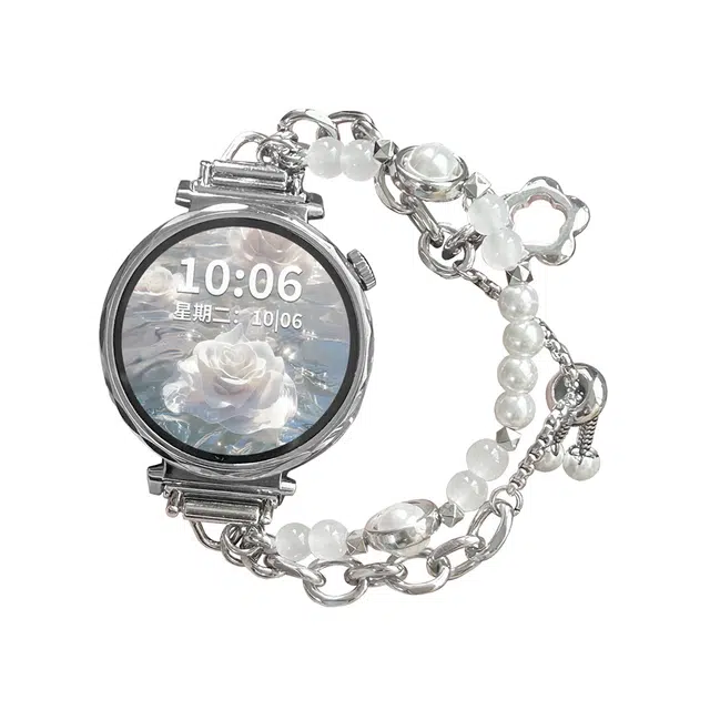 腕上小姐 华为适用 手表表带 金属 串珠材质 时尚百搭表带女款