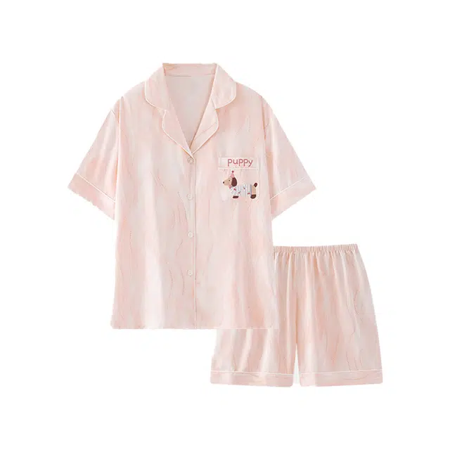 好福份 时尚透气面料家居服短袖三分裤夏季睡衣套装 男女同款