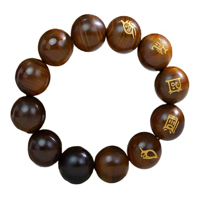 宣华意 中式国风老料陈化料黑油料焦香文玩盘玩 崖柏 手串 男款