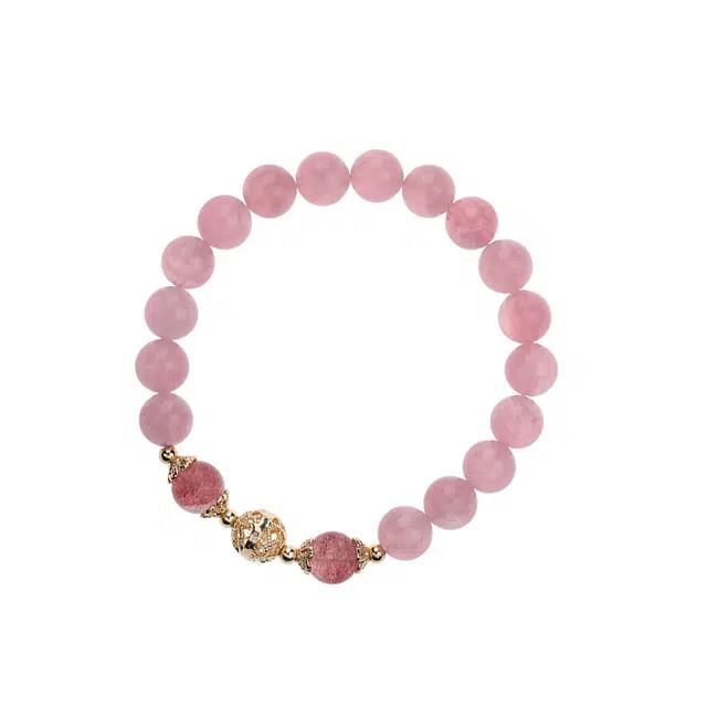 骊碧 桃花饰品小众简约设计镂空绣球实用高档浪漫有意义合成/人造 琉璃 手串 女款