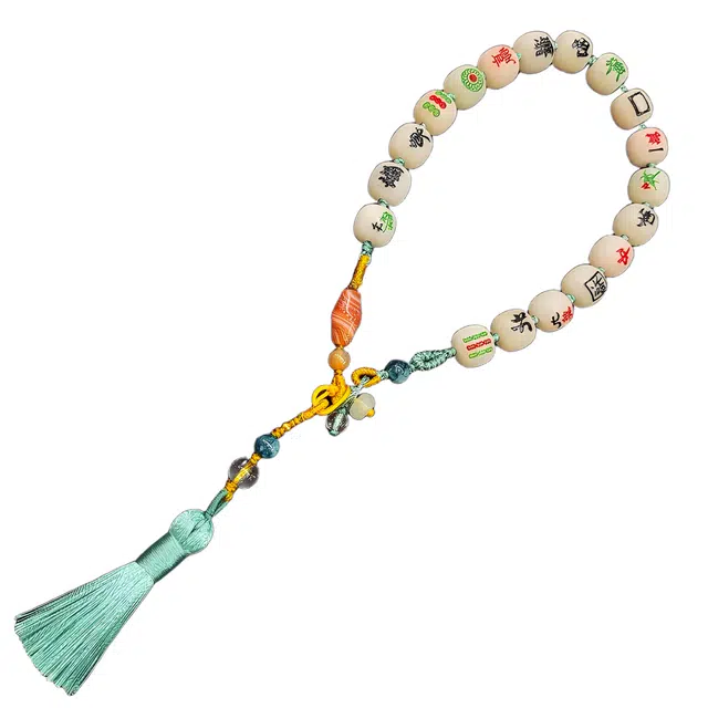 灵晔 新中式国潮文玩盘玩招财纳福步步为赢紫气东来六六大顺旗开得胜念珠财源广进#好运 白玉菩提 手机链 男女同款情侣款