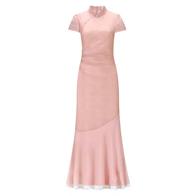 丝絮丝绸 新中式国风旗袍裙复古改良少女年轻款日常可穿短袖连衣裙 女款