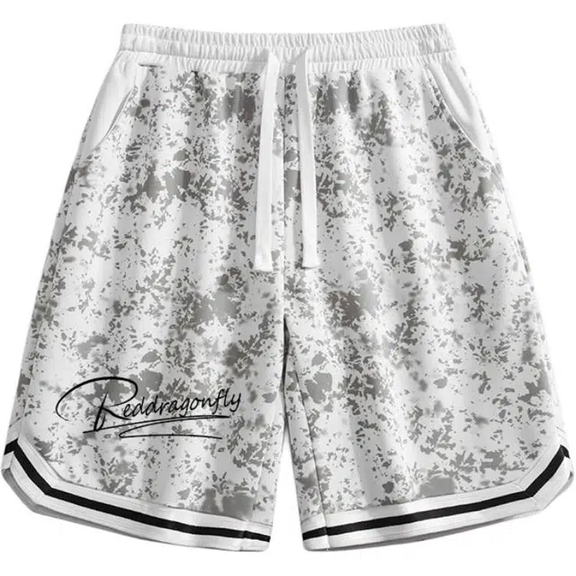 红蜻蜓 美式高街复古夏季舒适宽松直筒透气美式纯色运动五分休闲短裤 男女同款