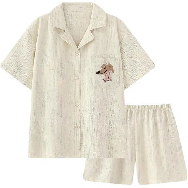 好福份 时尚透气设计家居服短袖三分裤夏季睡衣套装 男女同款