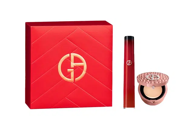 阿玛尼 红管唇釉裸棕气垫彩妆套装 易上色自然