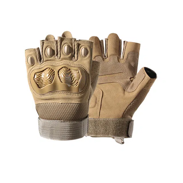 南极人 战术夏季户外骑行机车防滑耐磨摩托车硬壳防护训练格斗健身防起茧透气 半指 运动手套 男款