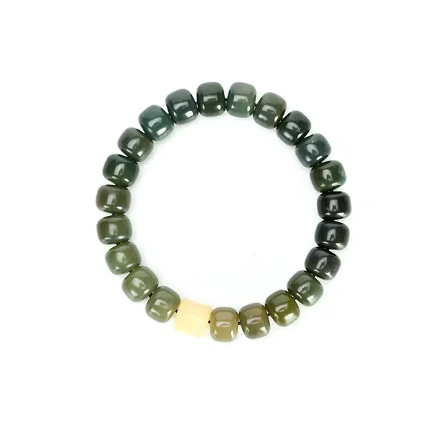 天纵 【青萍】精品新中式设计墨绿渐变好运文玩佛珠 菩提根 手串 男女同款情侣款