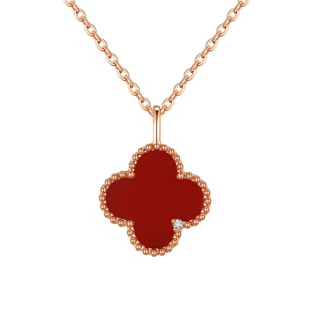 佐卡伊 轻奢四叶草高级感轻奢简约 玛瑙 项链 女款