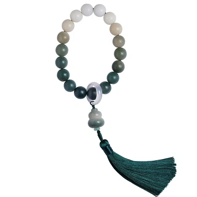 宣华意 渐变绿原籽配饰文玩跑环葫芦盘玩佛珠 菩提根 手串 男女同款情侣款