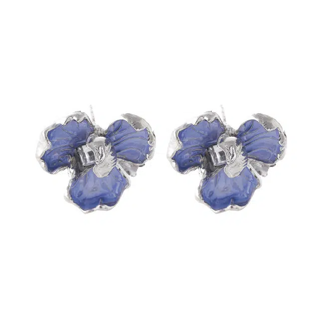 澜耀 蓝鸢尾花 华子 小众设计百搭时尚 气质轻奢高级感精致精美设计风 合金 耳环 女款