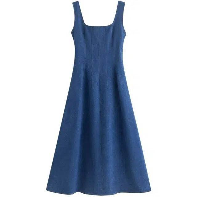 思蓓儿 方领法式小个子高端优雅气质无袖连衣裙 女款