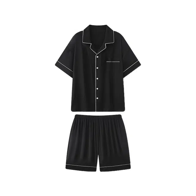 好福份 时尚舒适简约家居服短袖三分裤夏季睡衣套装 男女同款