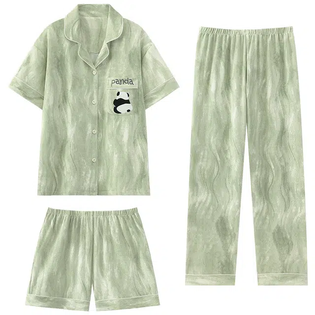 好福份 带胸垫时尚透气舒适简约风格家居服夏季睡衣套装 女款