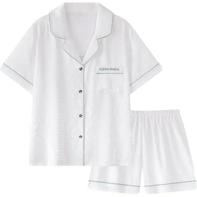 好福份 时尚透气短袖舒适简约家居服三分裤夏季睡衣套装 男女同款