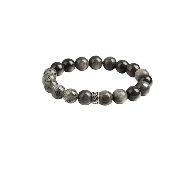 子婳 情绪稳定招财转运珠小众精致新中式复古潮流简约百搭 黑曜石 手串 男款