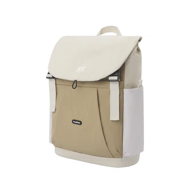 森马 大容量旅行电脑背包轻便日系学生 织物 双肩包 大号 男女同款情侣款 浅卡其/黑色