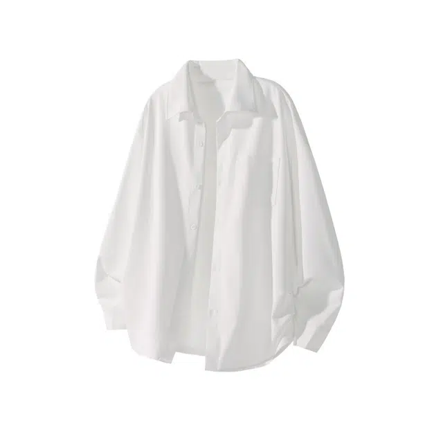 北极绒 凉感纯色简约宽松长袖衬衫 男款