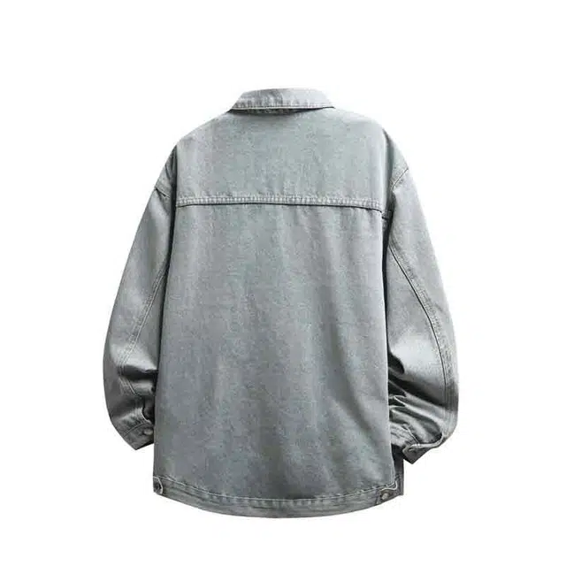 华夏儿女 美式高街复古水洗简约舒适休闲口袋个性潮牌痞帅小众夹克牛仔外套 男女同款