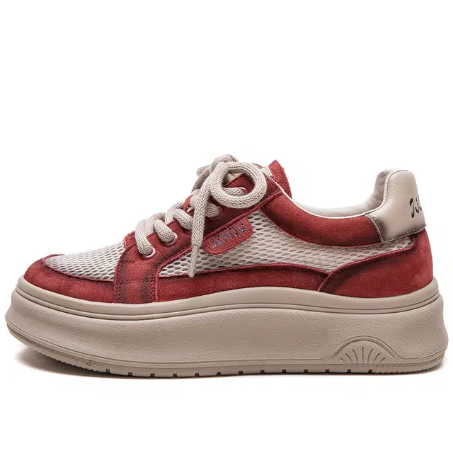 杰骤 头层牛皮 潮流时尚 百搭舒适 低帮 板鞋 女