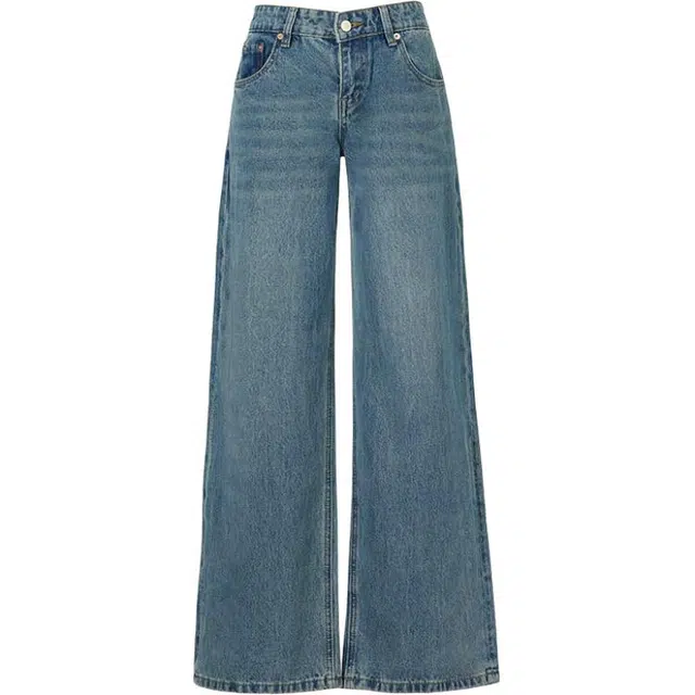 拾籍 简约百搭低腰宽松直筒美式复古牛仔裤 女款