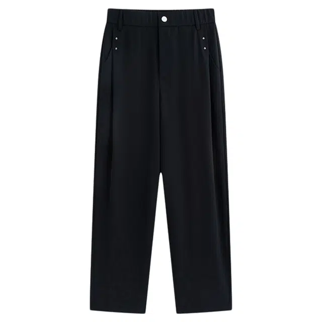 华夏儿女 基础高级设计感纯色美式简约垂感拖地舒适宽松百搭薄款免烫处理坠感休闲裤 男女同款
