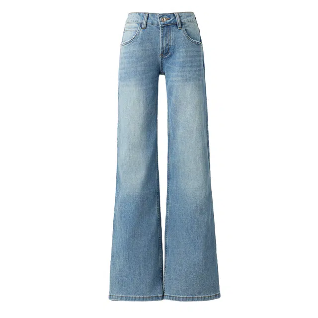 拾籍 宽松适中低腰直筒牛仔裤 女款