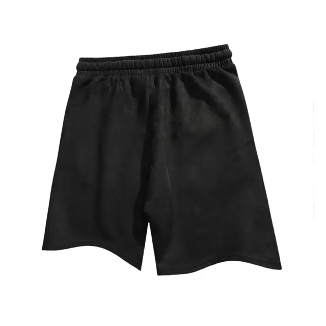 棉基因 美式复古高街潮流多巴胺手绘小猫咪插画直筒纯色简约无性别主义基础运动户外百搭时尚宽松舒适通勤抽绳中腰休闲短裤 男女同款