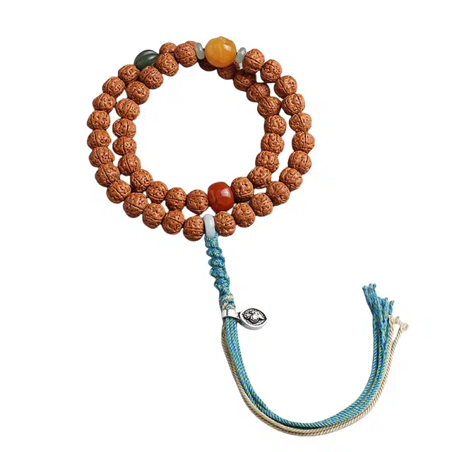 宣华意 精品尼泊尔藏式弥勒佛珠流苏文玩盘玩 金刚菩提 手串 男女同款情侣款