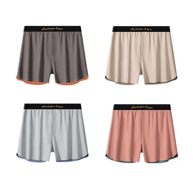 对你的私语 阿罗裤男士宽松抗菌舒适四角裤锦纶撞色透气平角裤内裤 男款 组合装