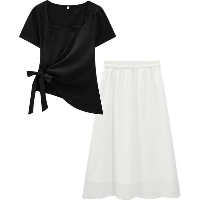 爱依服 小女人气质纯色舒适裙装套装 女款