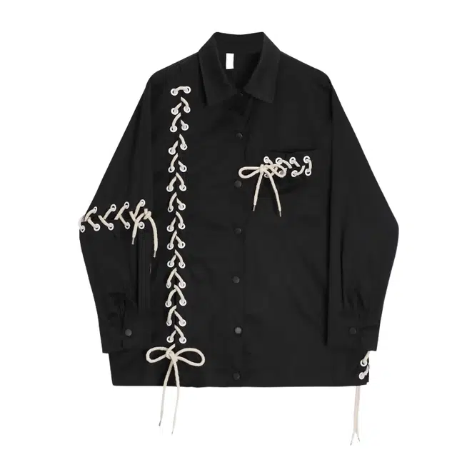 桴生 街头设计感小众高街宽松复古炸街叠穿长袖衬衫 女款