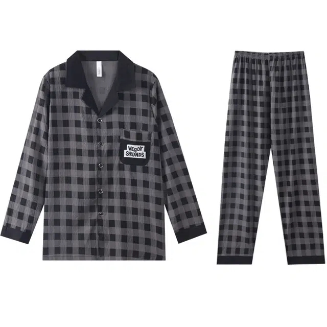 向薇 云朵棉长袖长裤薄款宽松家居服睡衣套装 男款