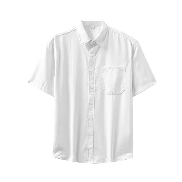 纯团 日系凉感翻领口袋高级感休闲宽松百搭短袖衬衫 男女同款