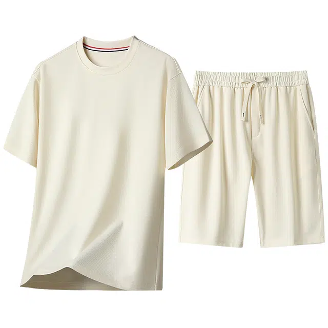 老爷车 冰丝圆领耐磨抗皱抗起球两件套休闲运动套装 男款