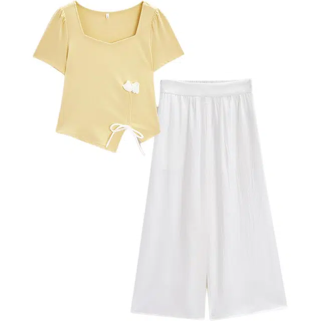 爱依服 法式温柔舒适时尚短袖休闲套装 女款