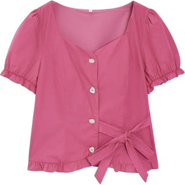 爱依服 纯色短袖通勤衬衫 女款