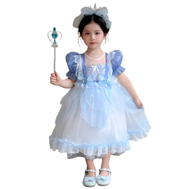 蓬蓬裙礼服雅鹿连衣裙 柔软舒适洋气时尚短袖 中小童