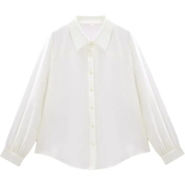 爱依服 简约纯色通勤长袖立领衬衫 女款