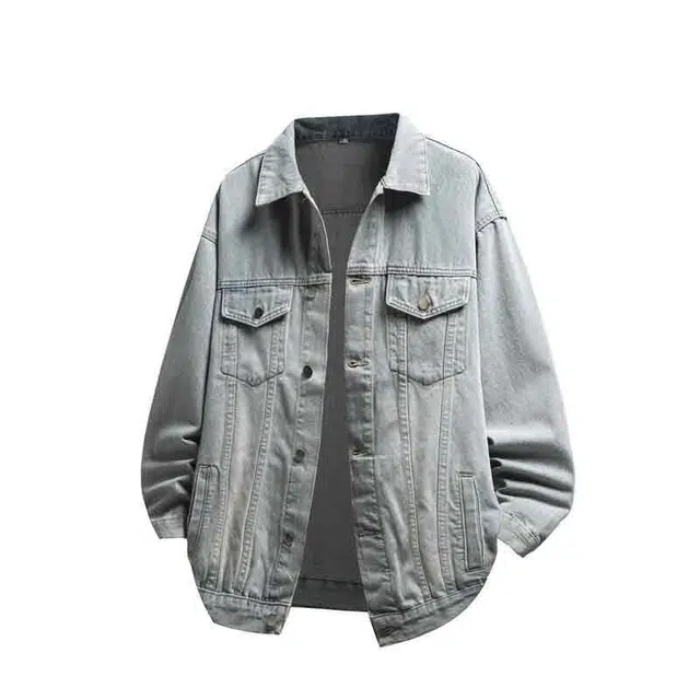 华夏儿女 美式高街复古水洗简约舒适休闲口袋个性潮牌痞帅小众夹克牛仔外套 男女同款