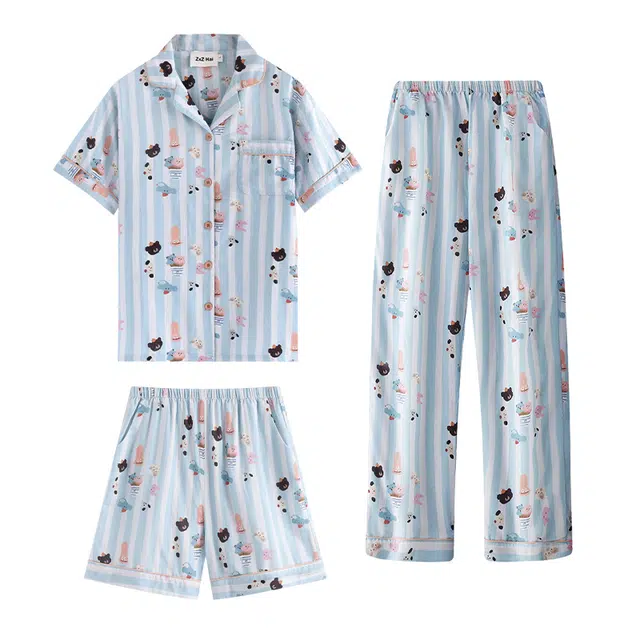 侘町 柔软透气亲肤休闲简约睡衣套装 女款