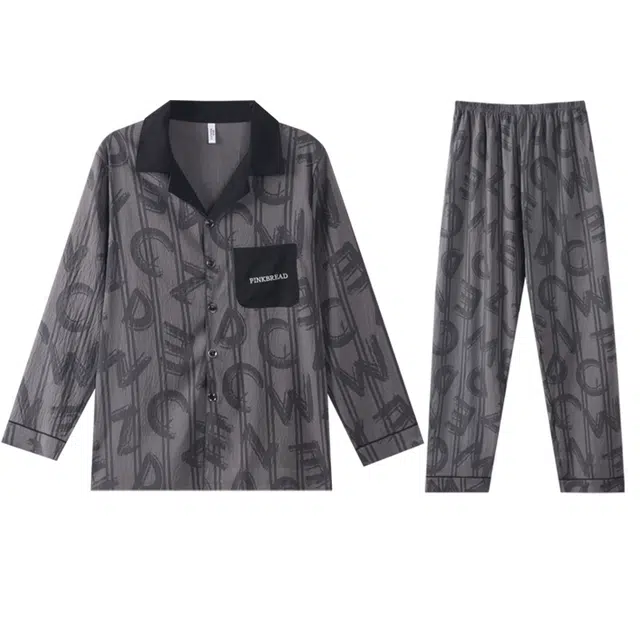 向薇 长袖长裤薄款宽松家居服睡衣套装 男款