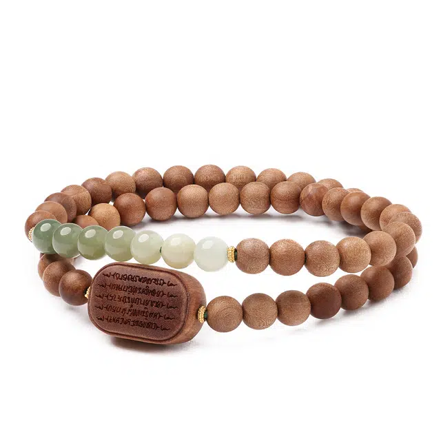 三檀小舍 香韵醇厚国风国潮新中式五条经文叠戴小众简约高级轻奢文玩盘玩 檀木 手串 男女同款情侣款