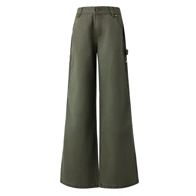 拾籍 辣妹时尚低腰水洗美式复古工装裤 女款