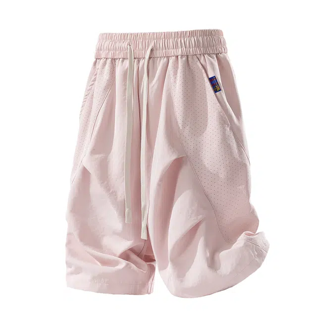 巴塞罗那足球俱乐部 美式凉感速干复古褶皱设计高街户外登山运动健身跑步五分高级感垂感清爽网眼设计透气日常通勤休闲短裤 男女同款