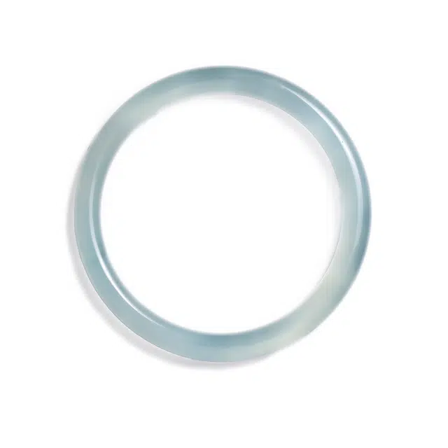 梨云暮雪 【温柔蓝】 新中式时尚款  国风经典  圆条  招财转运 玉髓 手镯 女款