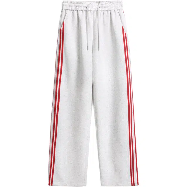 零氏 美式潮牌拼接条纹撞色舒适百搭卫裤垂感拖地宽松阔腿休闲裤 男女同款