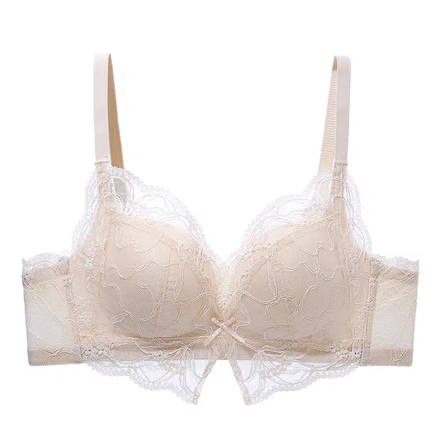 蒄趣 蕾丝花边小胸聚拢显大不空杯收副乳无痕文胸 女款